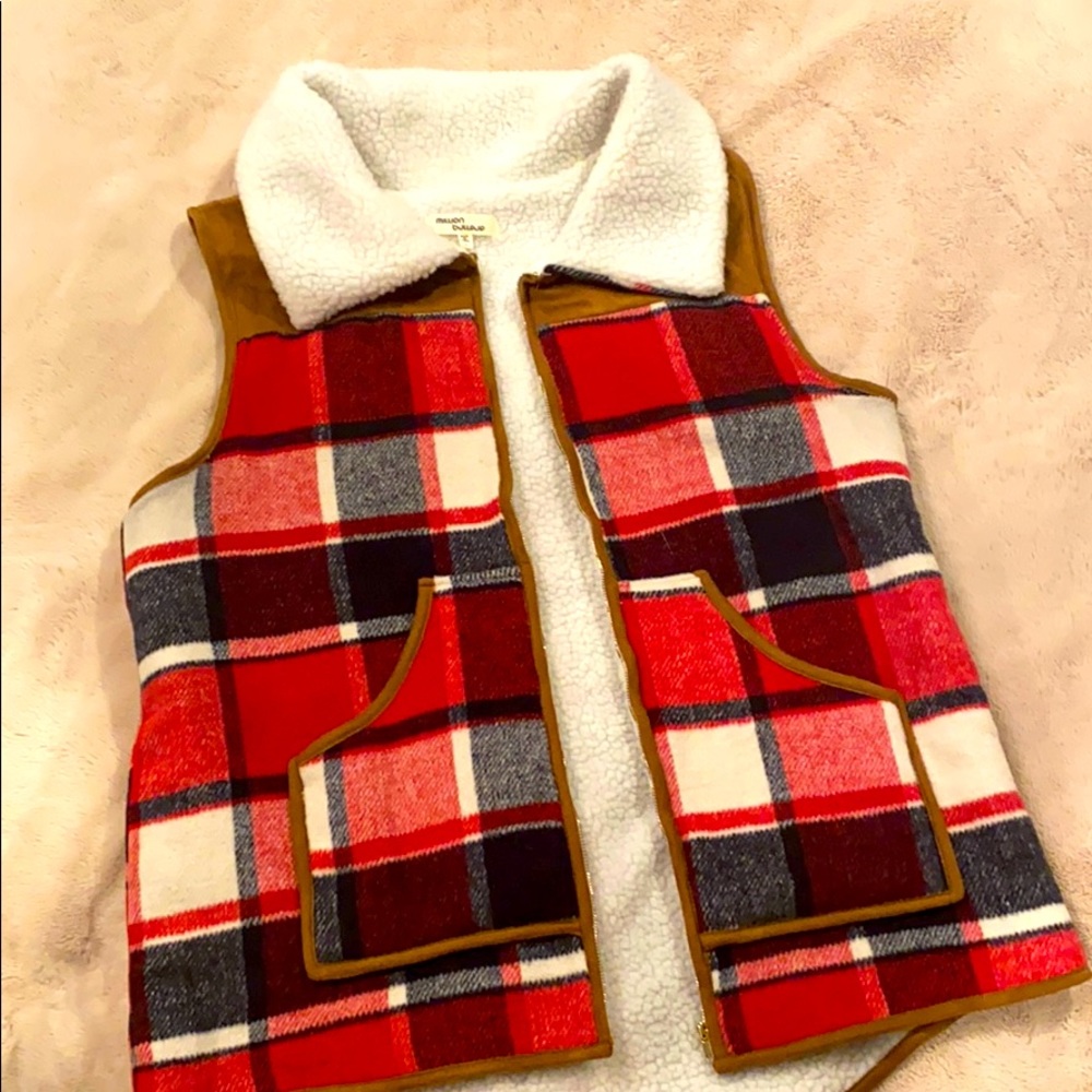 Plaid Sherpa vest